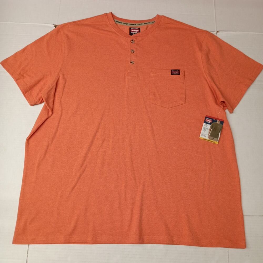 Wrangler Workwear Henley Shirt Men's 3XL (54-56) Arabesque Relaxed Fit Pocket